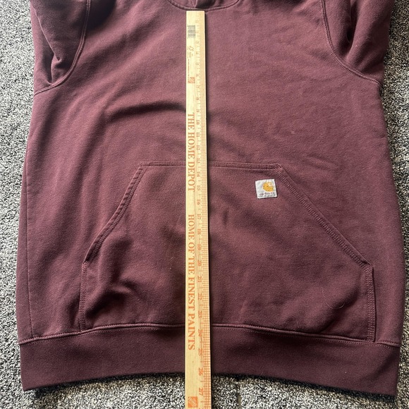 Carhartt Hoodie Mens L Red Pullover Hooded Pockets Heavyweight Graphic Logo - Picture 3 of 8